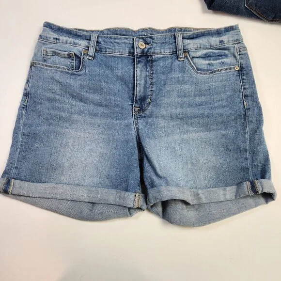 New Directions BUNDLE of 2 Pairs of Shorts Denim Roll Cuff Size 14 - Picture 5 of 14